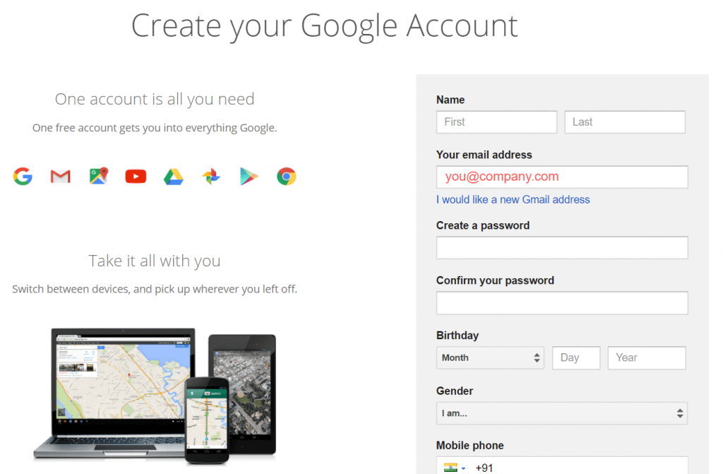 Signup Google Without Gmail