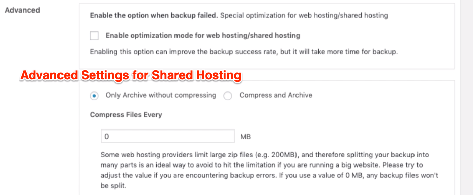 Advanced Settings for Shared Hosting