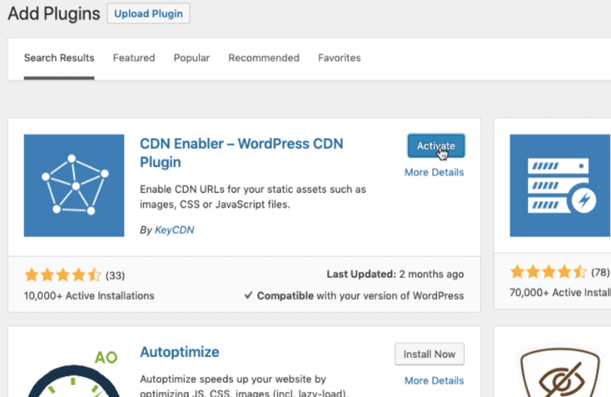 CDN Enabler WordPress Plugin Activate