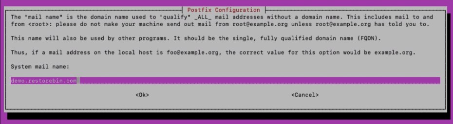 Configure Postfix with FQDN hostname