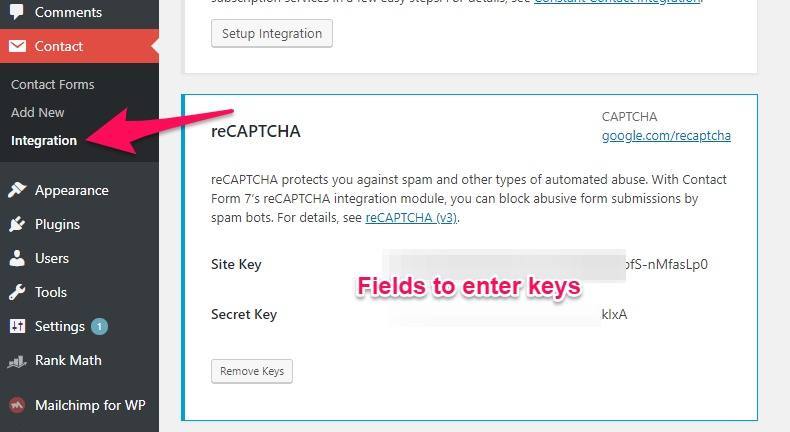 Contact Form 7 integration with Google reCAPTCHA