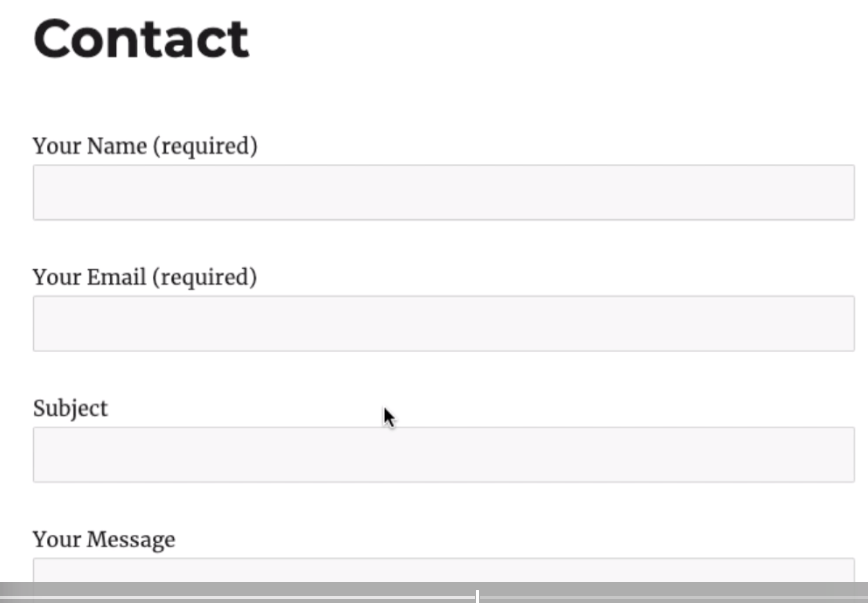 Contact Form on WordPress Contact page