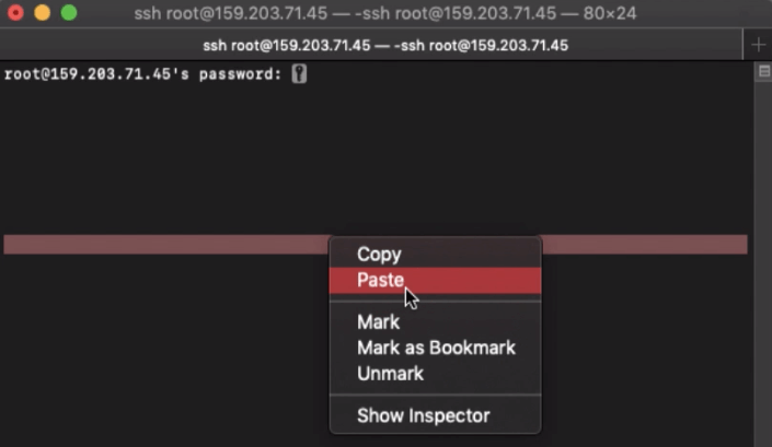 Copy and Paste One Time Password for root user