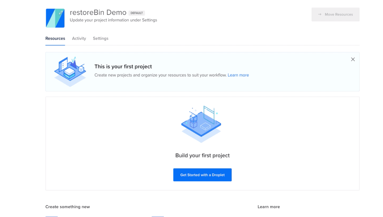 DigitalOcean Cloud Console Dashboard