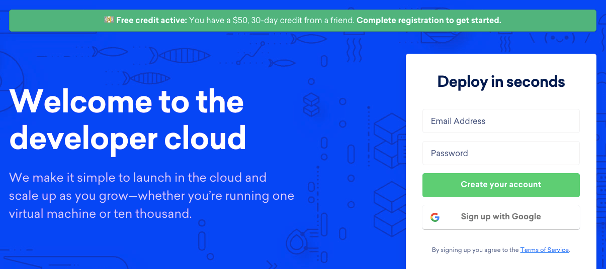 DigitalOcean Cloud Free $50 Credits