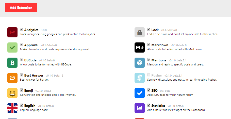 Flarum Extensions List
