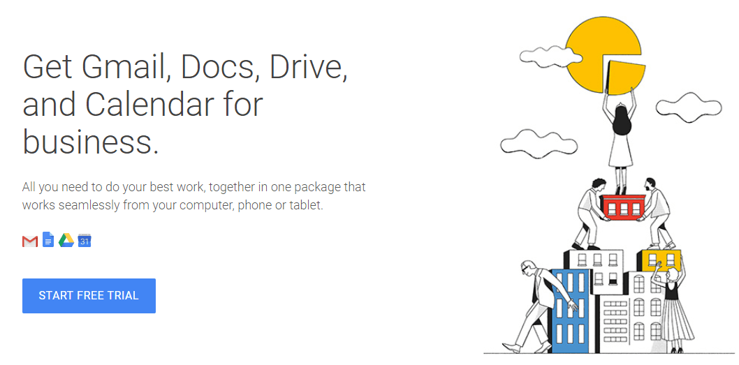 G Suite with Start Free Trail blue button