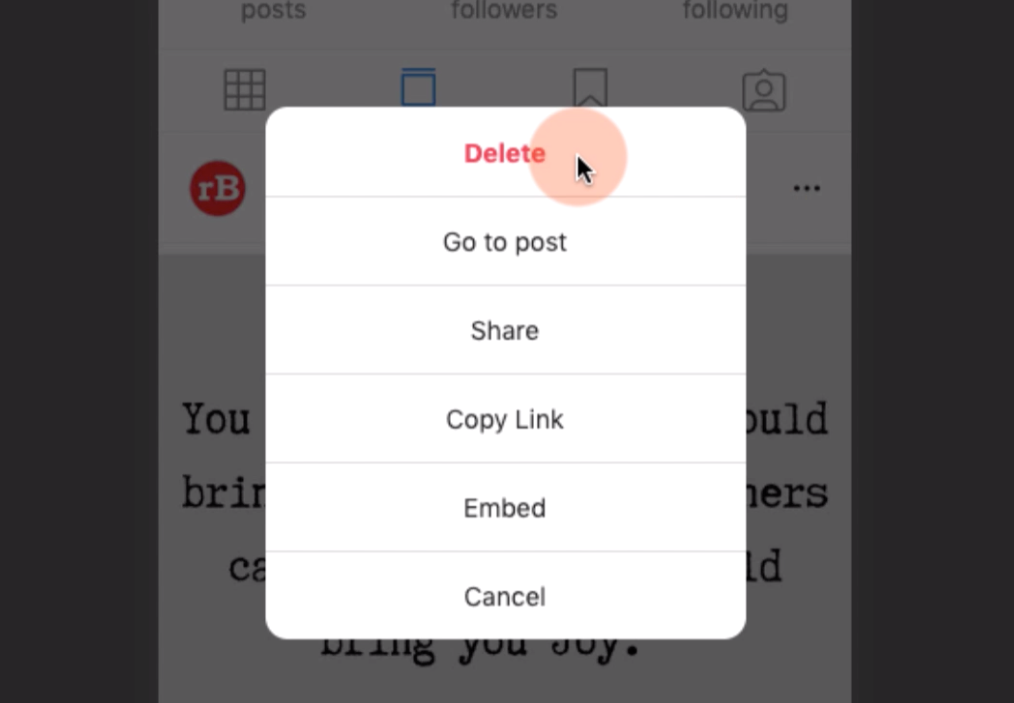 How to delete Instagram post on computer?