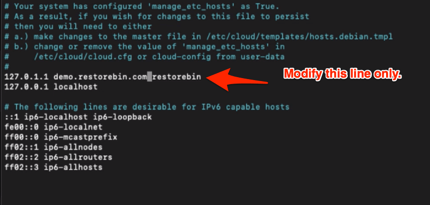Modified Hostname in /etc/hosts file