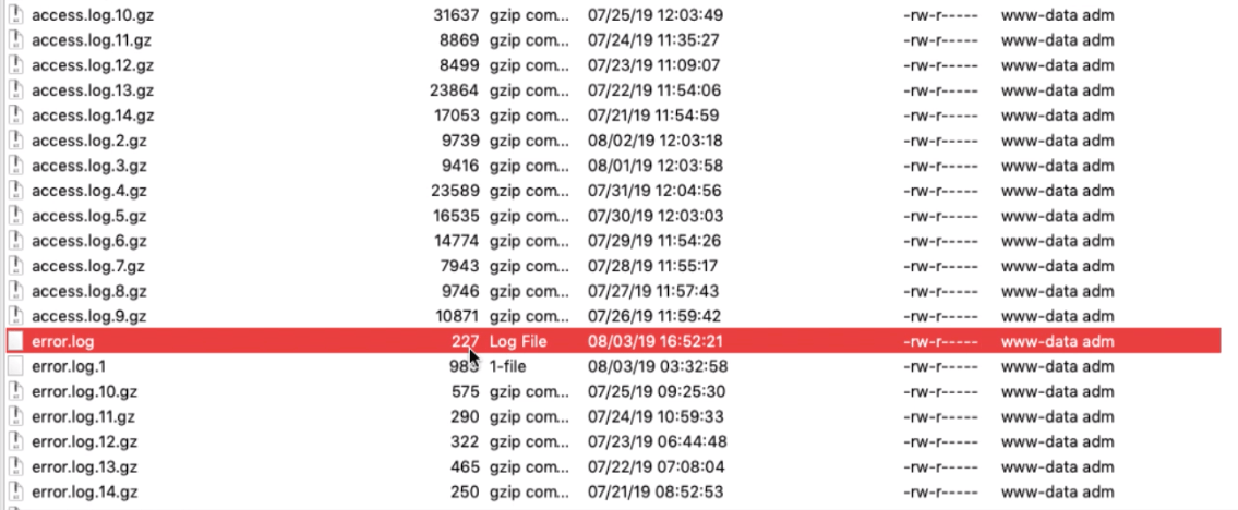 Nginx Error Log File in SFTP FileZilla