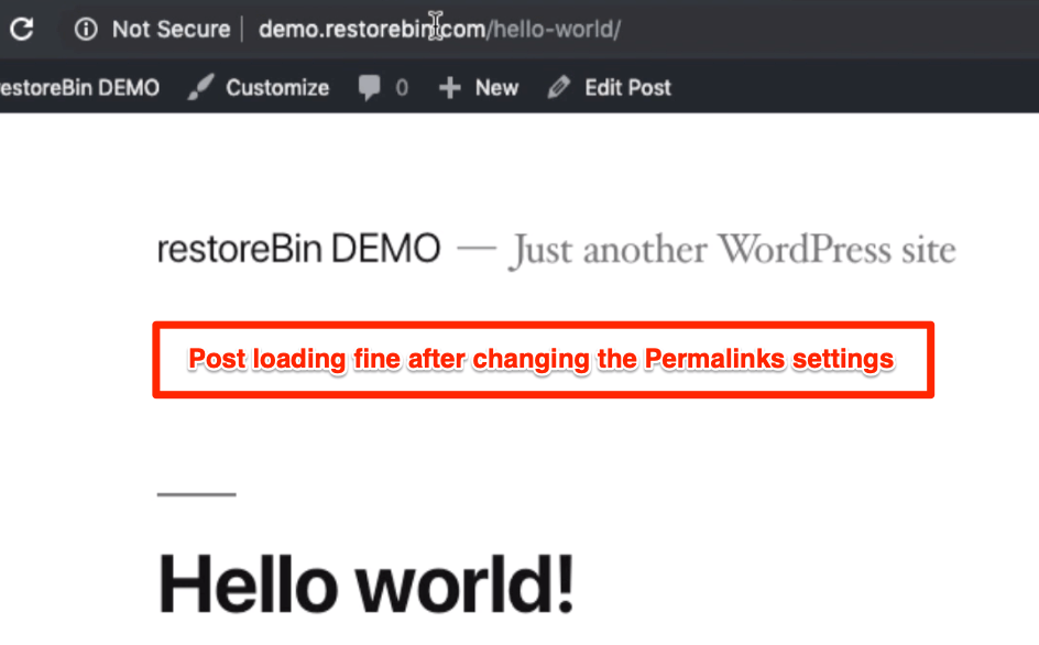 Post loading fine after changing the Permalinks settings