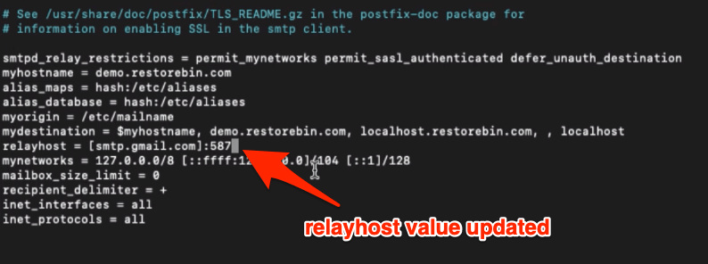 Postfix main.cf file updating relayhost