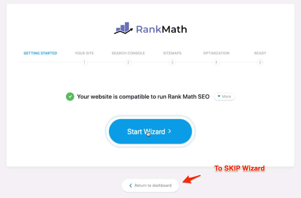 Rank math Plugin Setup Wizard