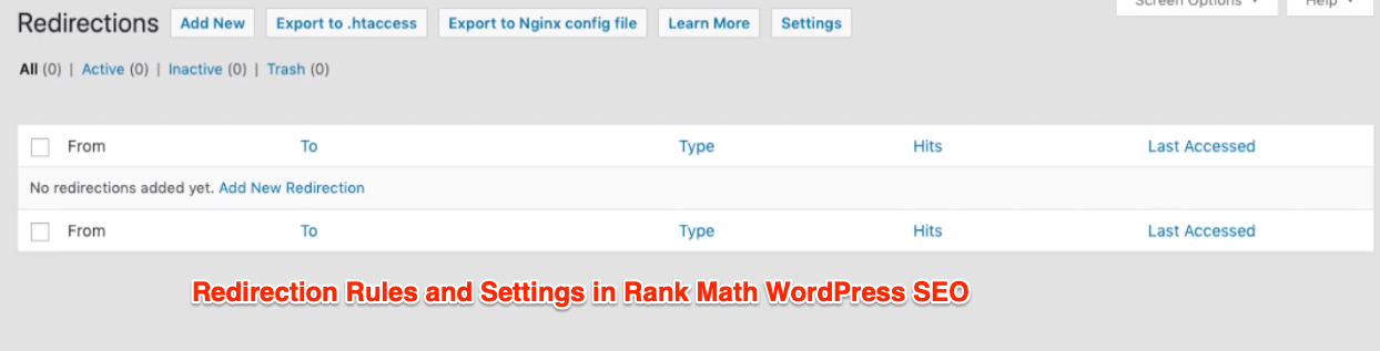 Redirection Rules and Settings in Rank Math WordPress SEO