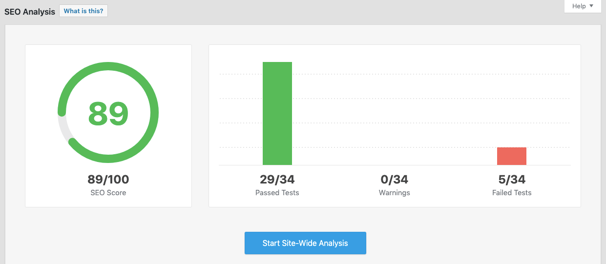 SEO Analysis Report in Rank Math Plugin