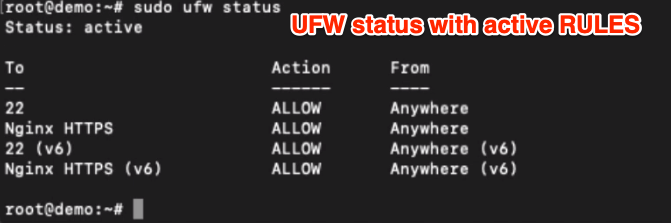UFW Status with Active Rules