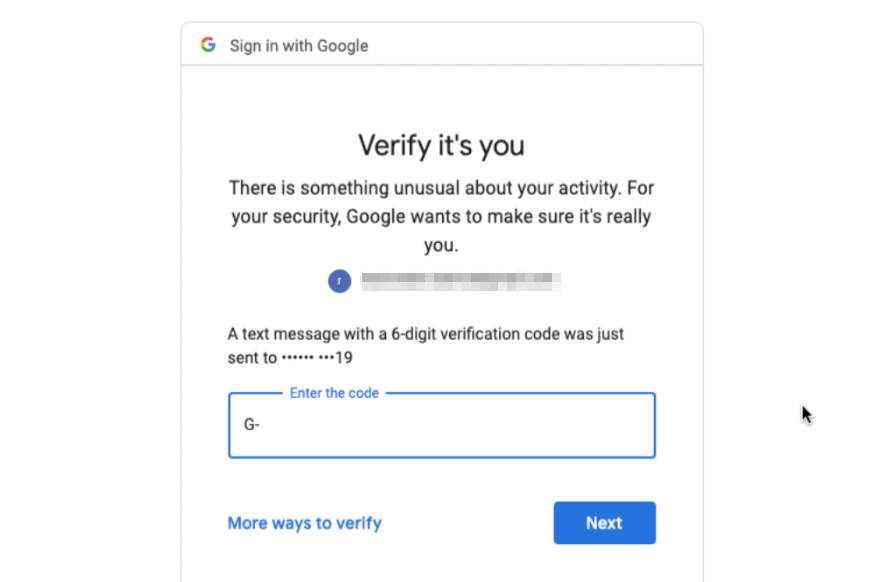 Verify Google Account with OTP on Mobile