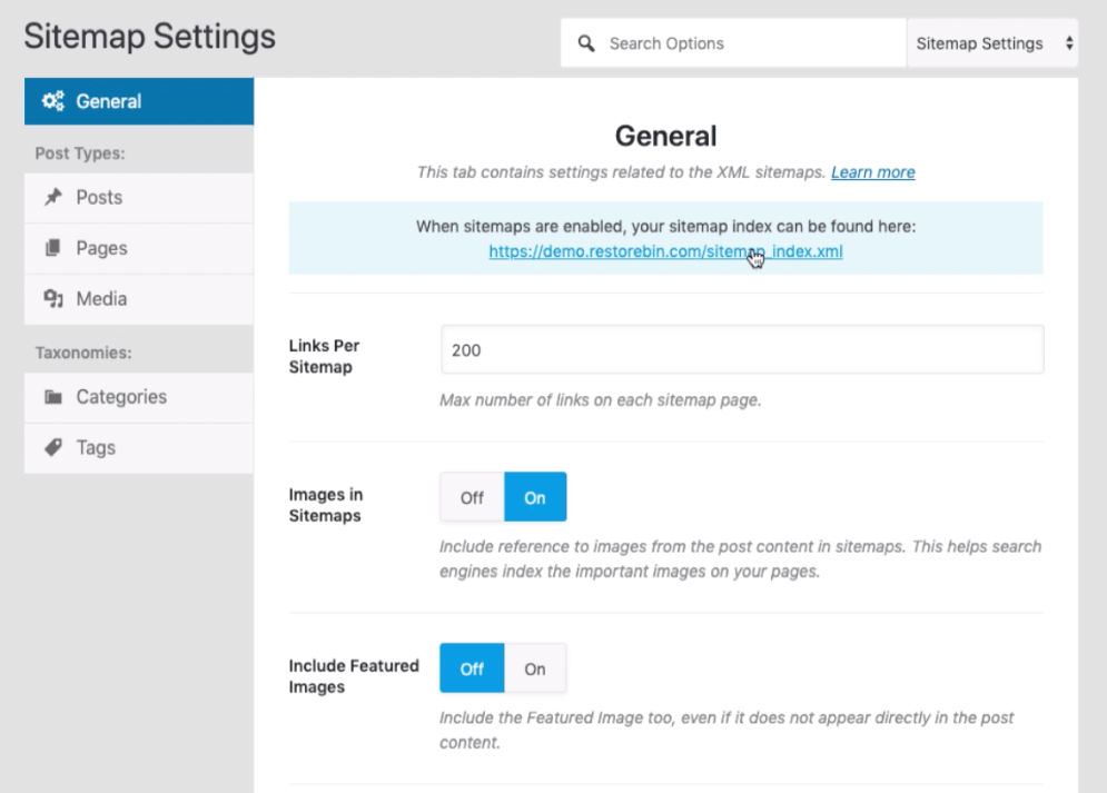 WordPress SEO Rank math XML Sitemap