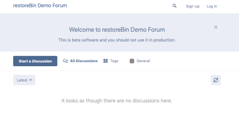 restoreBin Demo Flarum Installation